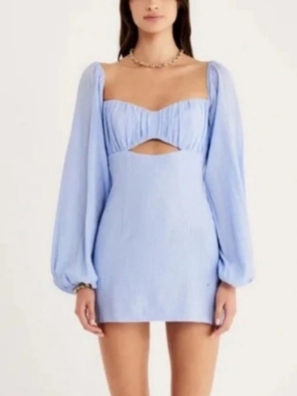 Rumor Blue Long-Sleeve Mini Dress with Sweetheart & Cutout Detail size M NWTS